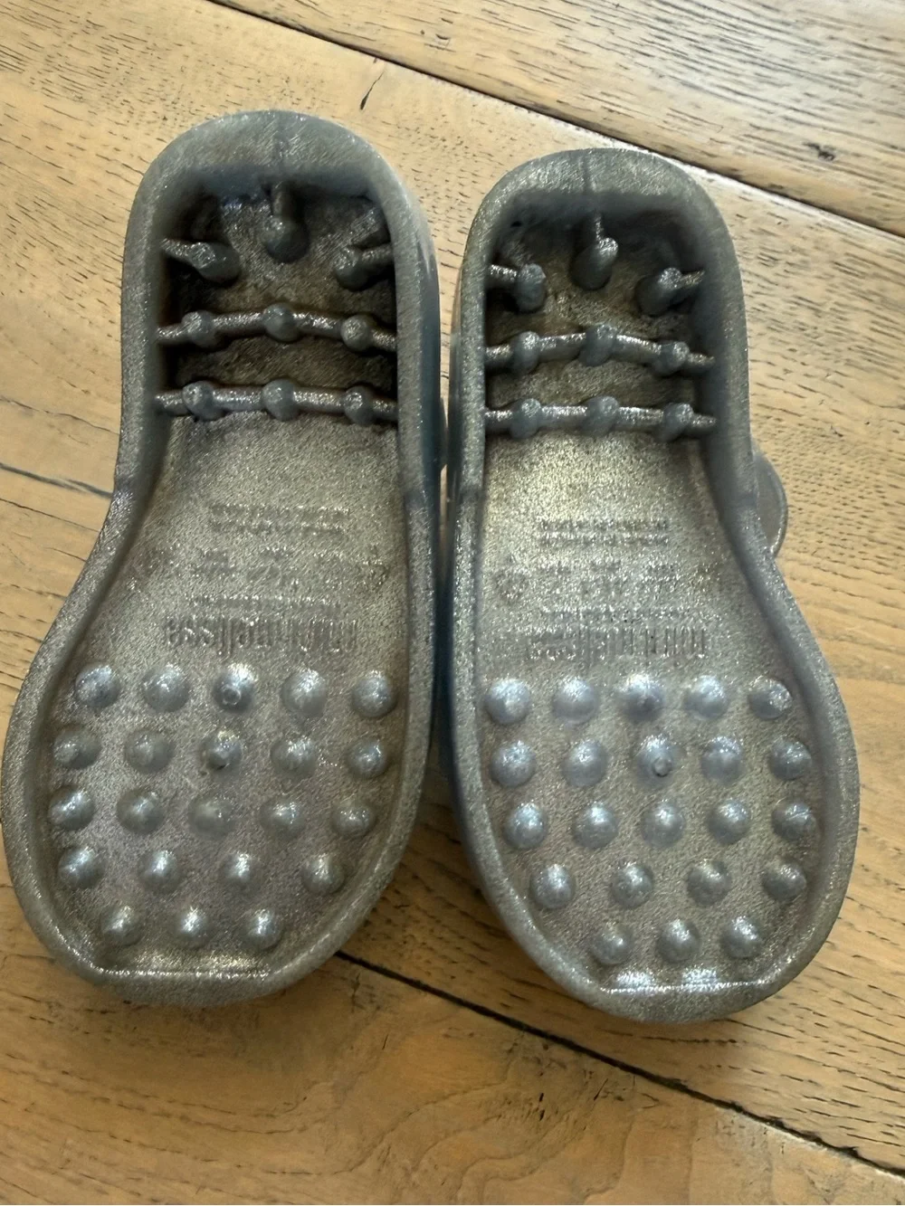 Mini Melissa Silver Glitter Fisherman Jelly Sandals Size 7